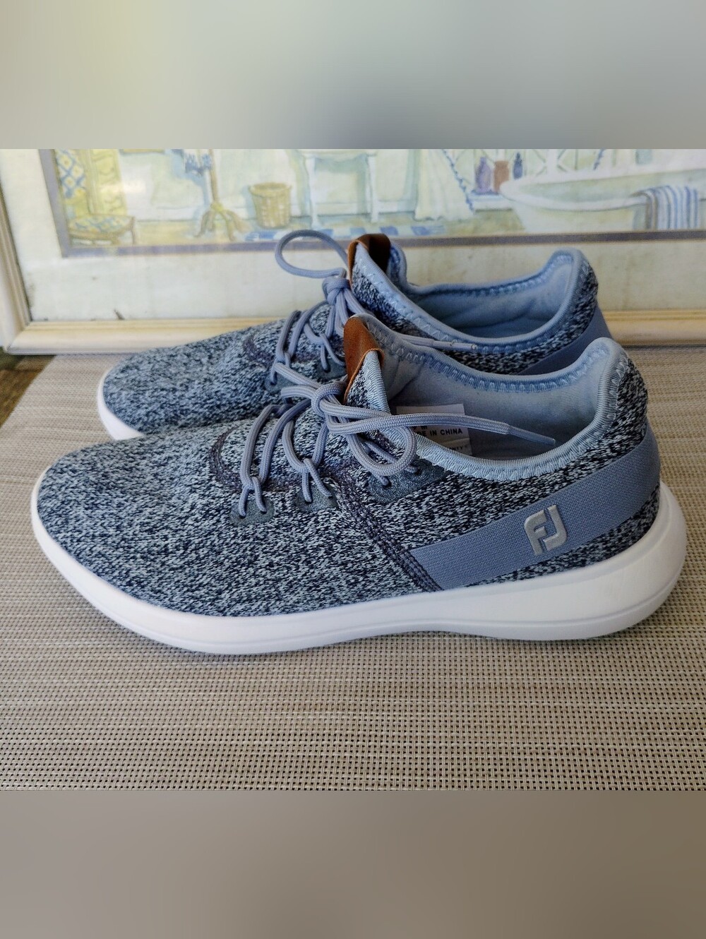 Women's FootJoy "FJ Flex LX Coast" Blue Mesh Knit Spikeless Golf Shoes. Size 9M.